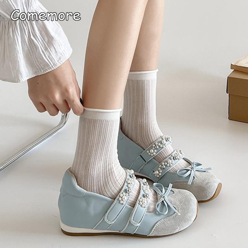 Fashion Sweet Bowknot Sneakers Women 2025 Autumn Luxury Pearl Chain Mary Jane Shoes Soft Sole Non Slip Casual Shoes Zapatos De Mujer