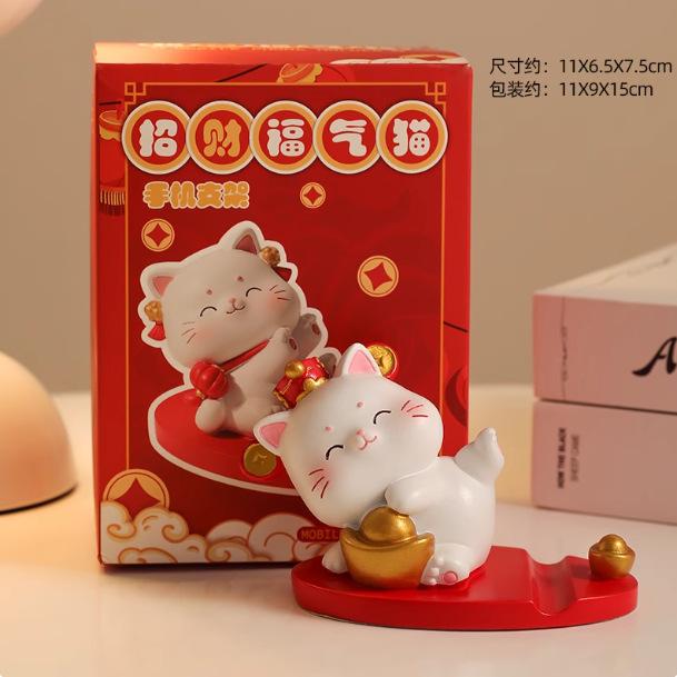 Creative Cartoon Cat Mobile Phone Holder Ornament Office Desktop Decoration Cute Practical Small Gift for Girls