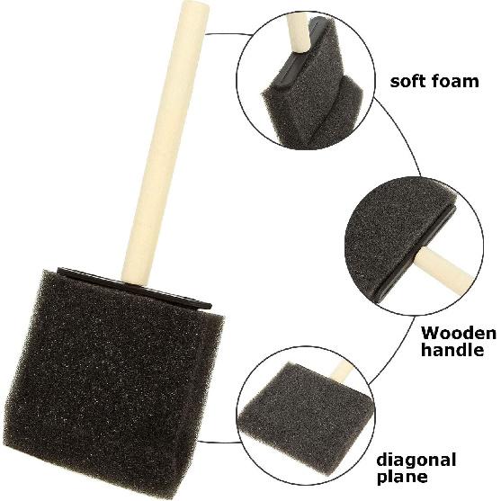Foam Paint Brushes, 50 PCS Sponge Paint Brush for Painting, Staining, 3 inch Foam Sponge Wood Handle Paint Brush Set