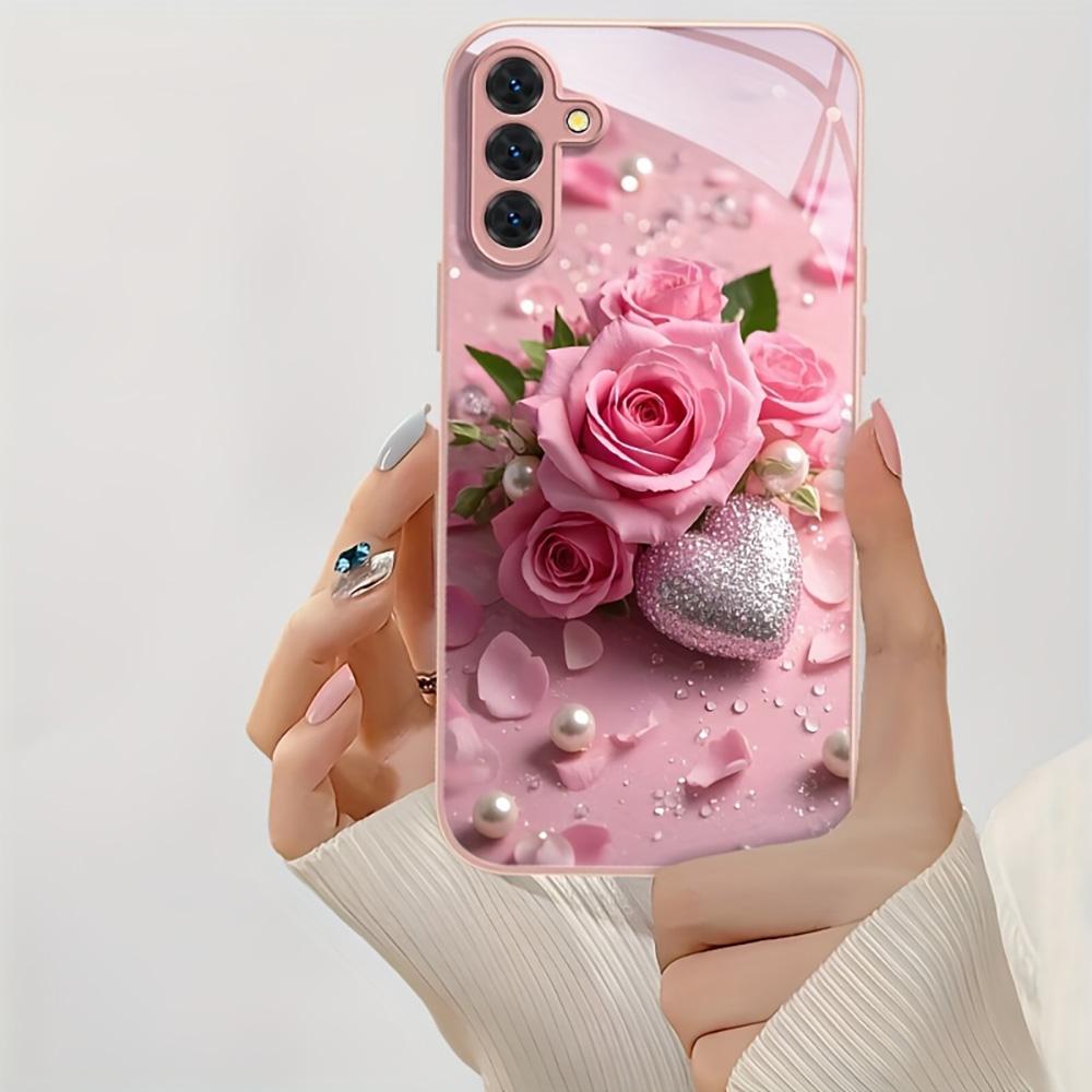 Pink Cute Animal Phone Case For Samsung S26 Ultra S25 Plus Case Samsung S24 Ultra S23 S22 S21 S20 FE Cases Hard Glass Back Cover