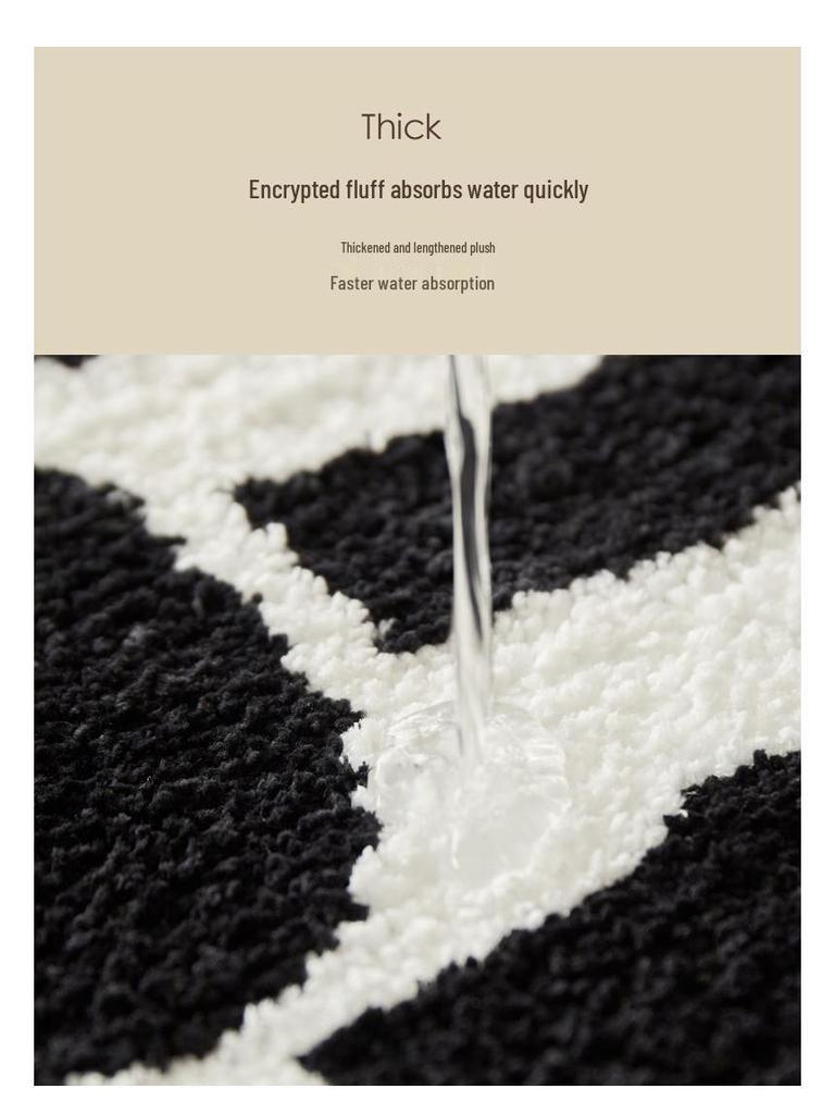 Modern Nordic Letter Flocking Non-Slip Quick-Dry Irregular Floor Mat for Bedroom & Bathroom