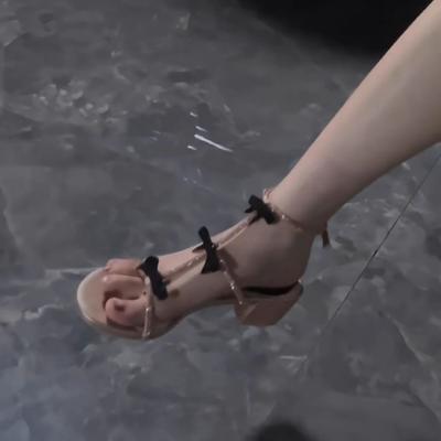 Bow Roman Sandals Women's Summer Gold Rhinestones with Sexy Fairy Fashion Sandals