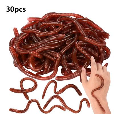 30pcs Soft Fake Earthworm for Halloween, April Fool's Day Party Decoration