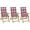 VidaXL Folding Garden Chairs 3 Pcs with Cushions Acacia Wood