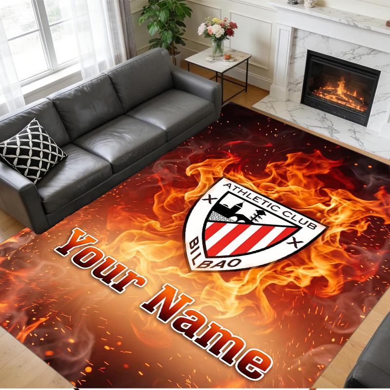 Crystal Velvet Rug Custom Name Text, Soft Non Slip Floor Mat Home DecorAthletic Bilbao FC