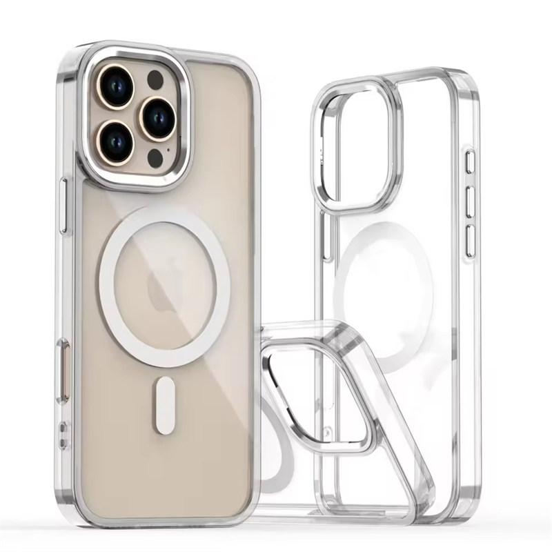 Funda transparente con potente anillo magnético Magsafe y botones metálicos para iPhone 16 Pro Max, 15 Pro Max, 14 Pro, 13, 12 y 11.