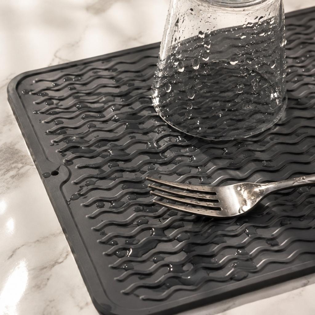 Large Thick Silicone Dish Drying for Kitchen Counter, Drainage for Drying Dishes