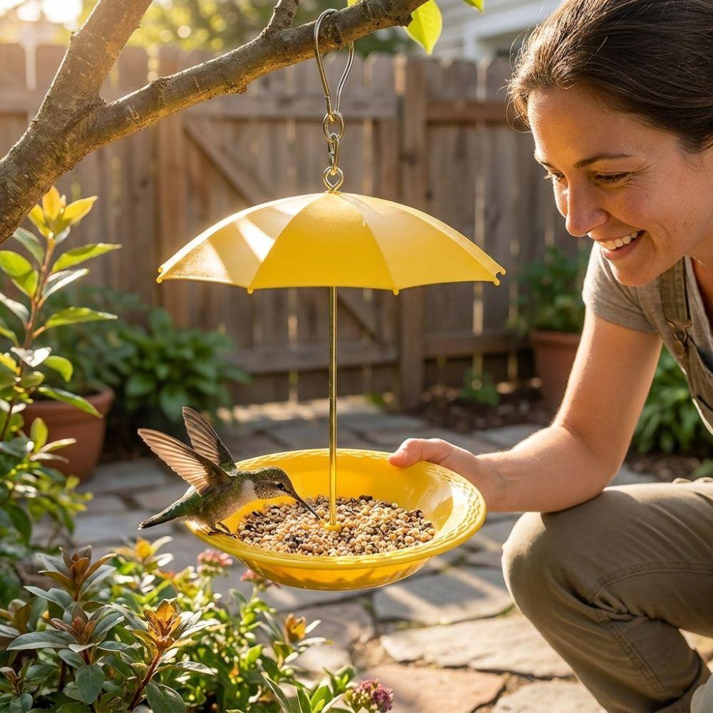 Mangiatoia per Uccelli a Ombrello Resistente alle Intemperie Protezione UV Bevitore d'Acqua per Uccelli Bird Watching
