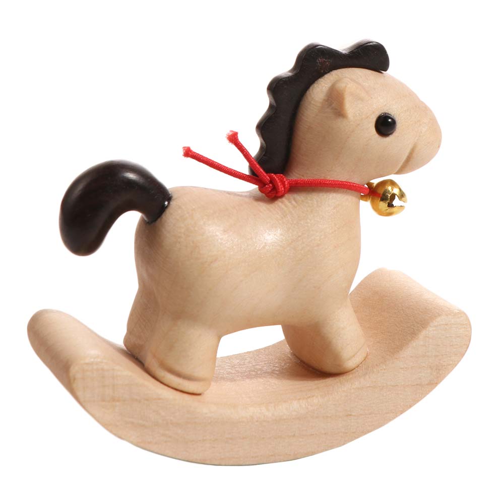 Wooden Material Wooden Rocking Horse Vintage Style Nordic Design Miniature Rocking Horse Miniature Size Carved Design