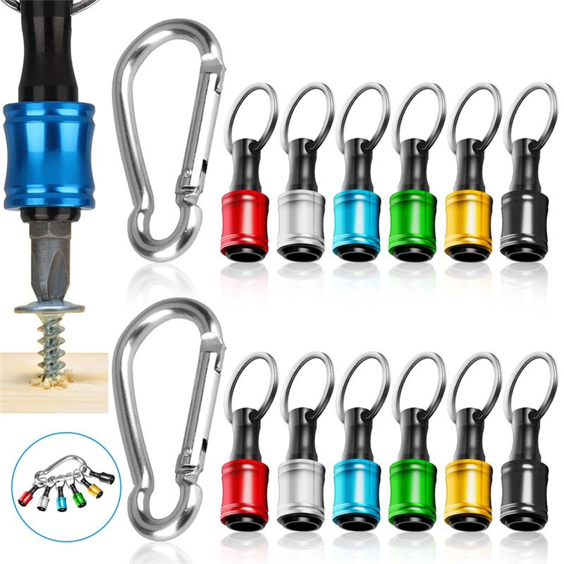 AD23-12Pcs 1/4 Inch Hex Shank Screwdriver Bit Holders, Keychain Extension Bar, Portable Fast Change Bit Holder Set