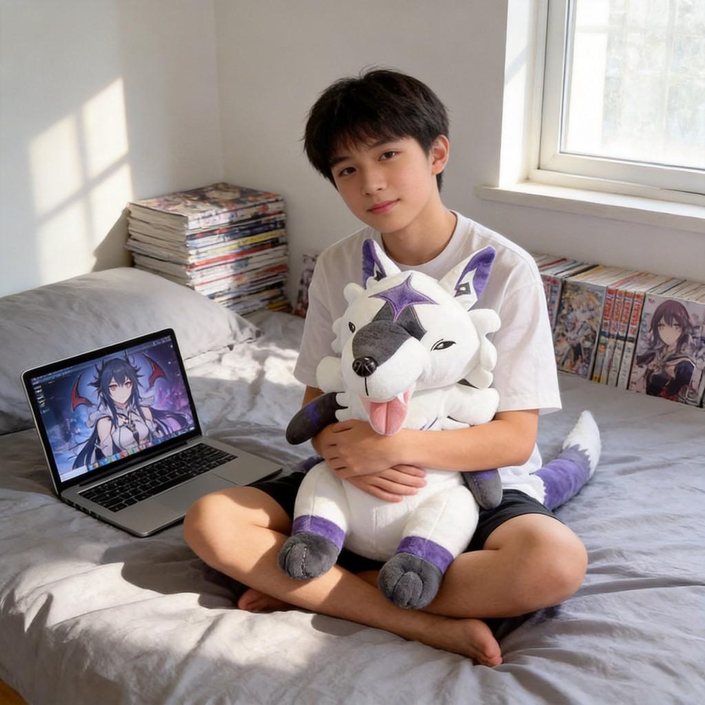 Wolf Plüschtier mit Dämonenwolf-Design für Teenager und Erwachsene