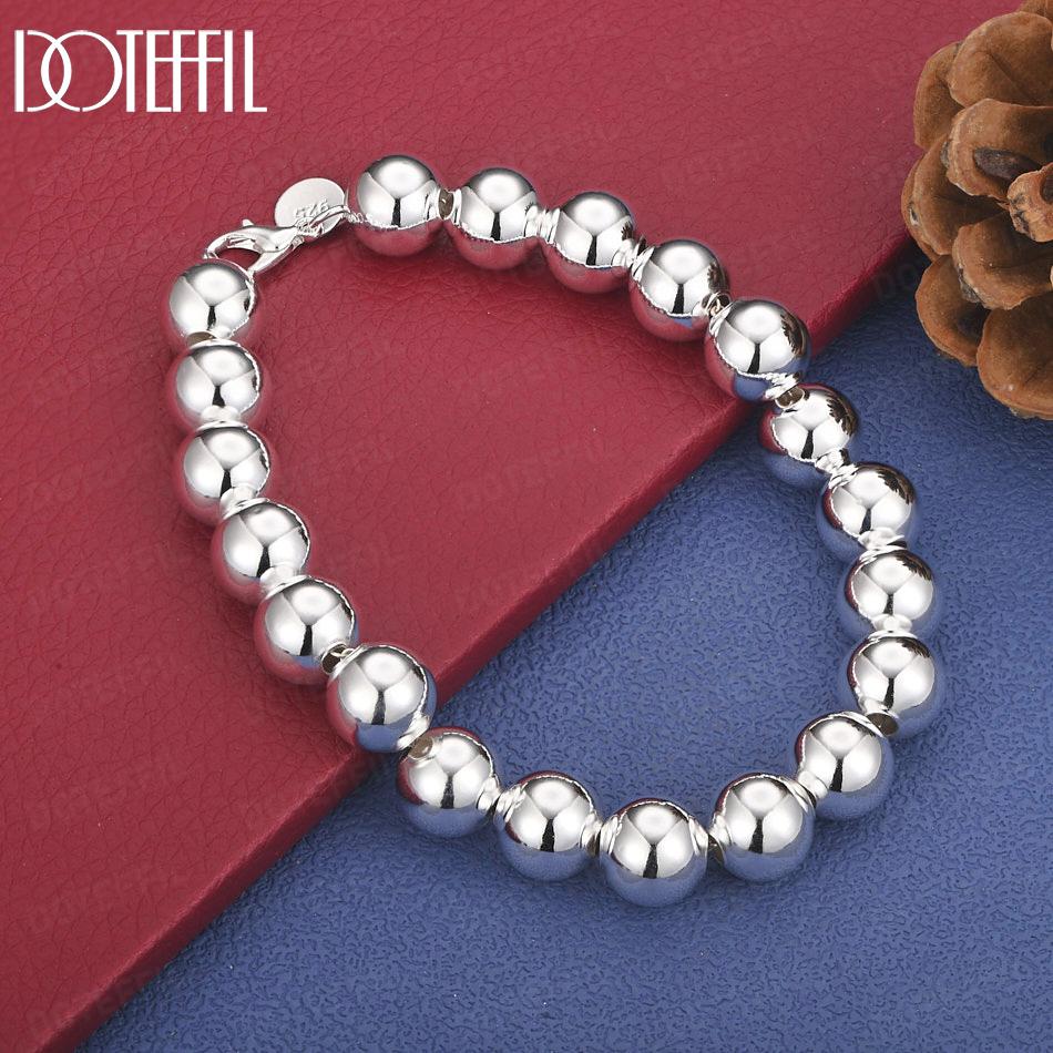 

Браслет из бусин 10 мм из стерлингового серебра 925 пробы, свадебное украшение 20cm