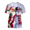 Maglietta calda personalizzata con motivo carino di pupazzo di neve di Natale stampato in 3D creativo alla moda estiva