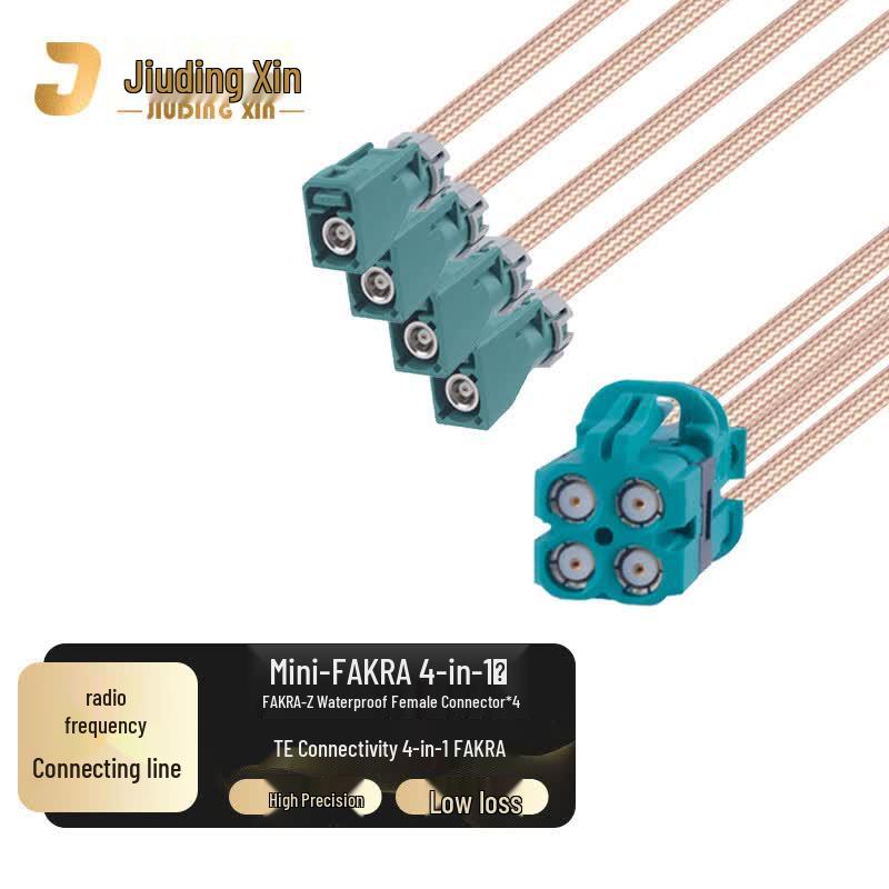 Mini-FAKRA 4-in-1 to FAKRA 4 Female Automotive Video Cable 3 meters