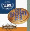 We Games Solid Wooden Solitaire with Blue Glass Marbles