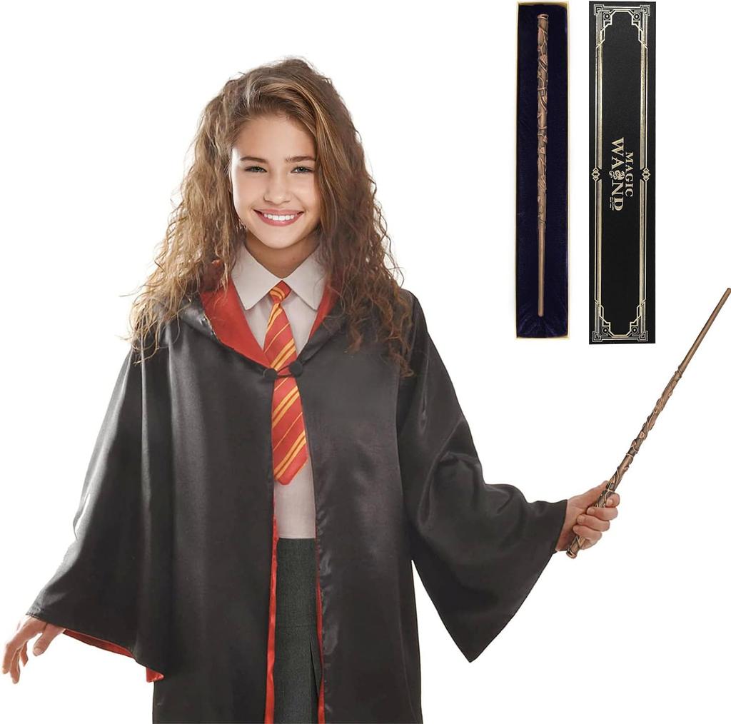 Meccol Hermione Wand Magic Wand Costume Magic Harry Potter Wand with Steel Includes and Storage Case Set, Accessory, Prop, Built-in Core,