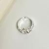 PANJBJ 925 Sterling Silver Pearl Moon Ring for Women Frosting Texture Irregular Trend Adjustable Jewelry Party Gift Dropshipping