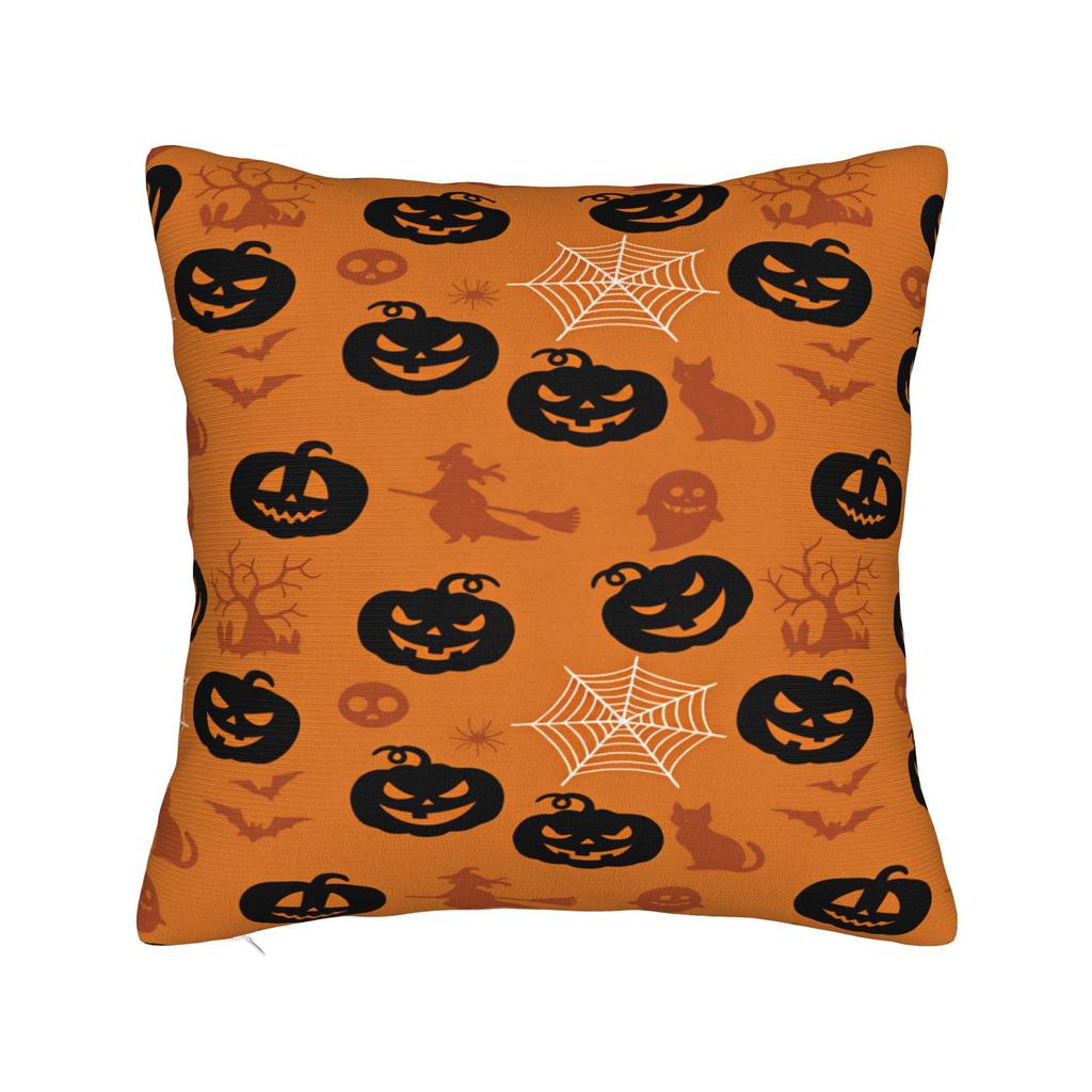 Pillow Case Halloween Pumpkin Striped Geometric Seamless Pattern Comfy Pillow Cover For Sofa Car Home Decor Funny Pillowcases