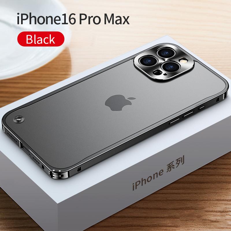 Coque de téléphone à cadre métallique Pour iPhone 17 11 12 13 14 15 16 Pro Max Alliage d'aluminium Protection Complète de l'Objectif Coque Arrière Métallique Plaqué Pour iPhone 13 mini
