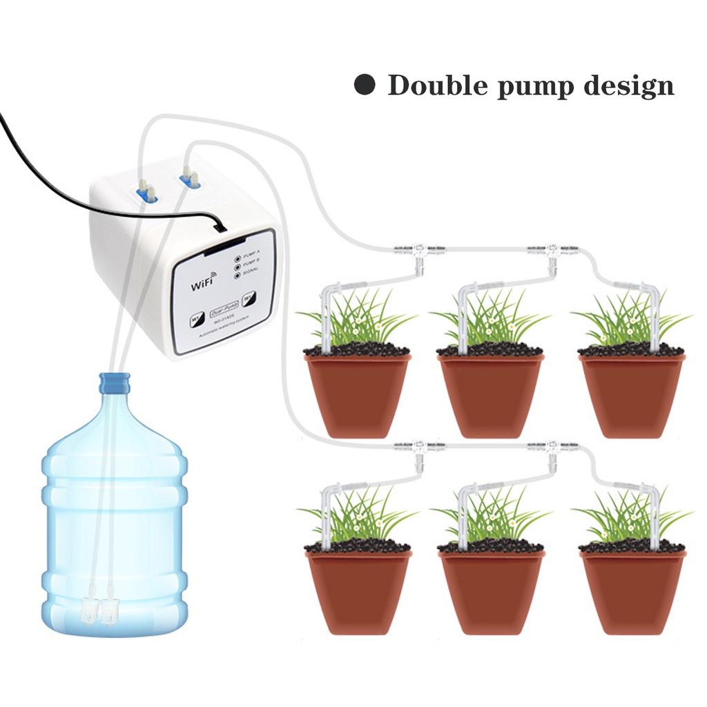 Double Pump Intelligent Garden Watering Device Mobile APP Control Automatic Drip Irrigation Flowers Plant Home Sprinkler Kit New 3.6W