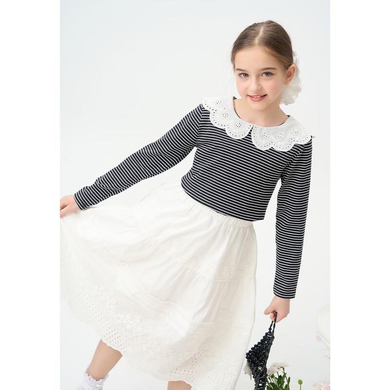 Montagut Girls' Doll Collar Long Sleeve T-Shirt