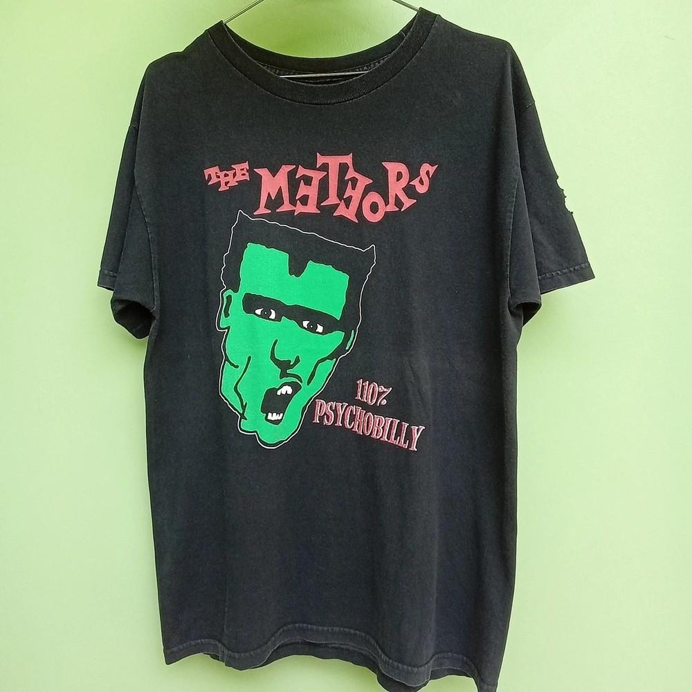 The Meteors 110% Psychobilly black short sleeve Remake T shirt basic Unisex T-Shirt L