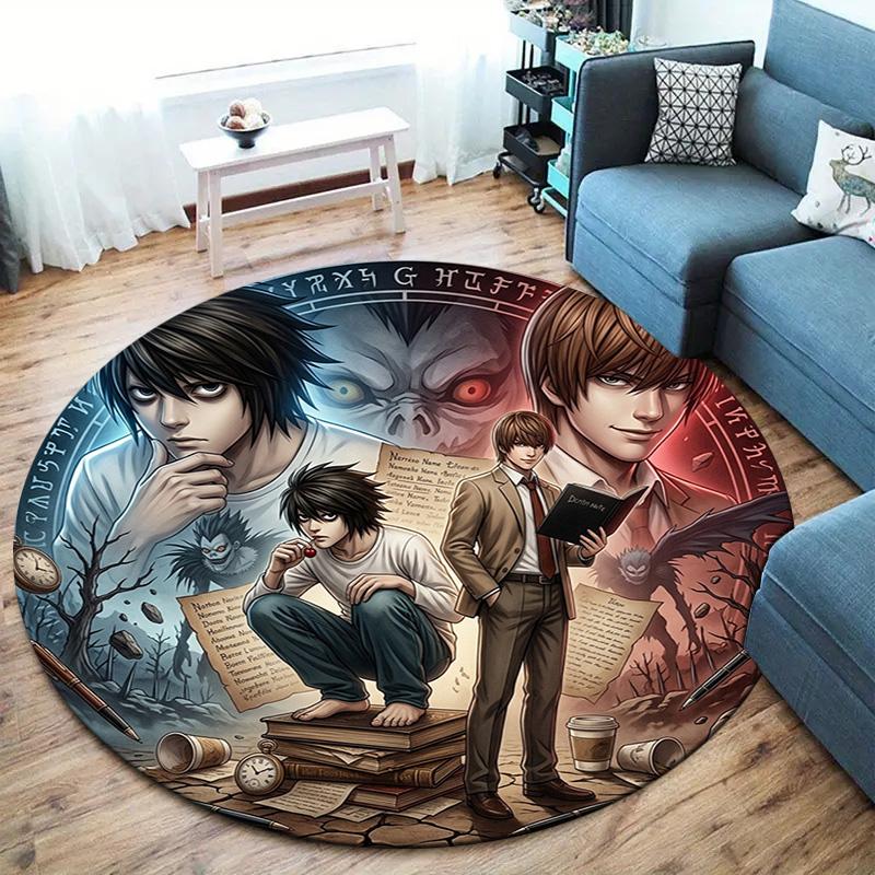Death Note Round Area Rug Carpet Rug For Living Room Bedroom Sofa Playroom Decor Nonslip Floor Mat