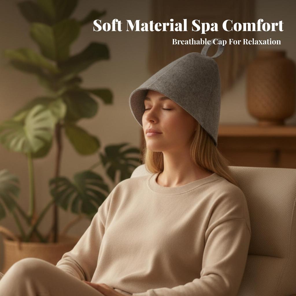 3 Pieces Felt Sauna Hat Reusable Cap with Hanging Loop Lightweight