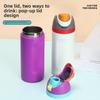 304 stainless steel water bottle - Large capacity portable bouncing insulated cup - Handheld double drinking straw cup