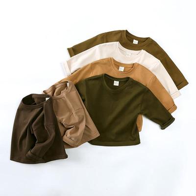 Korean Style Children's Long-Sleeve Plain T-Shirt for Spring and Autumn