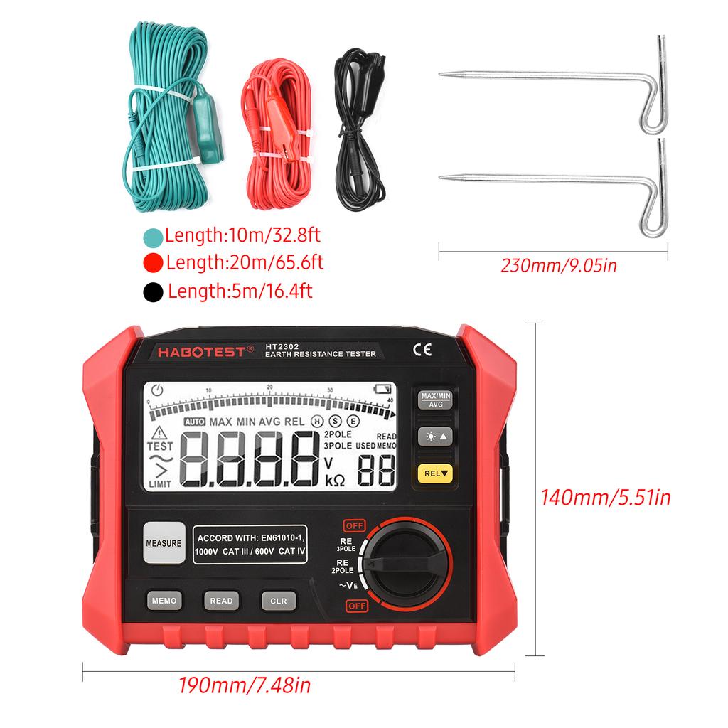 Medidor Digital De Resistencia A Tierra Habotest Ht2302 0 O Medidor Digital De Resistencia A Tierra Habotest Ht2302 0 O