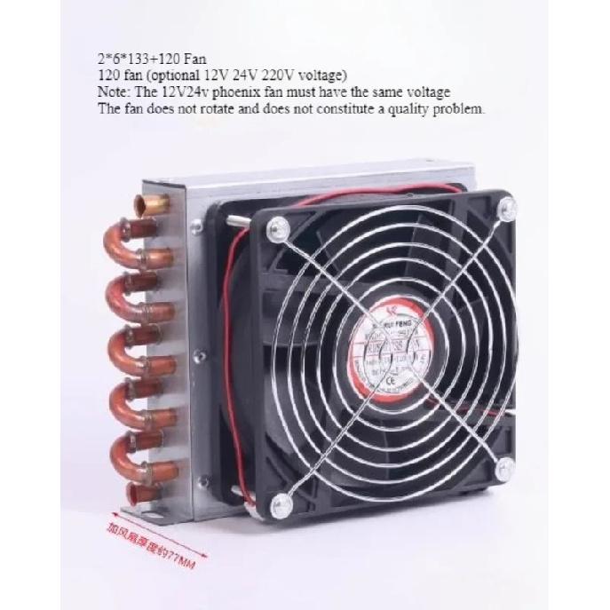 Refrigerator Condenser 7mm Copper Tube Aluminum Fin Small Radiator Air-cooled Water-cooled General Cooling 1PC