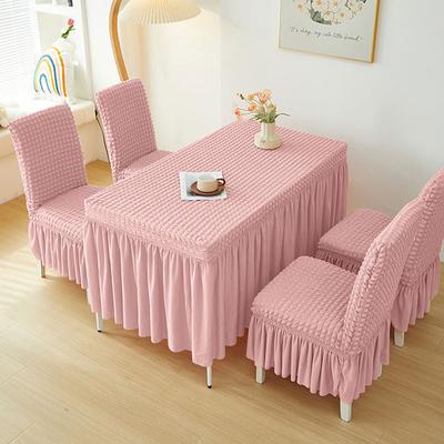 60*120CM 3D Seersucker Table Cloth With Skirt,Anti-Dust Removable Washable Stretch Table Cover For Living Room Dining Room