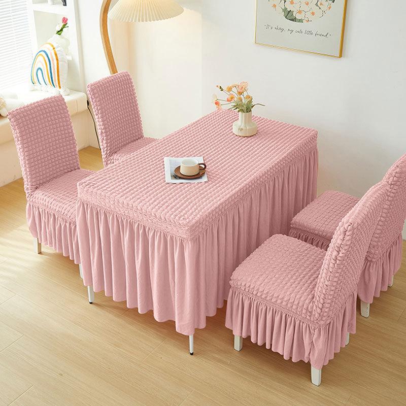 60*120CM 3D Seersucker Table Cloth With Skirt,Anti-Dust Removable Washable Stretch Table Cover For Living Room Dining Room
