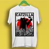 CATZILLA Giant Cat Printed Tshirt for Women and Unisex Monster Play Meme Top Comfortable Loose Short Sleeve Unisex Tshirt