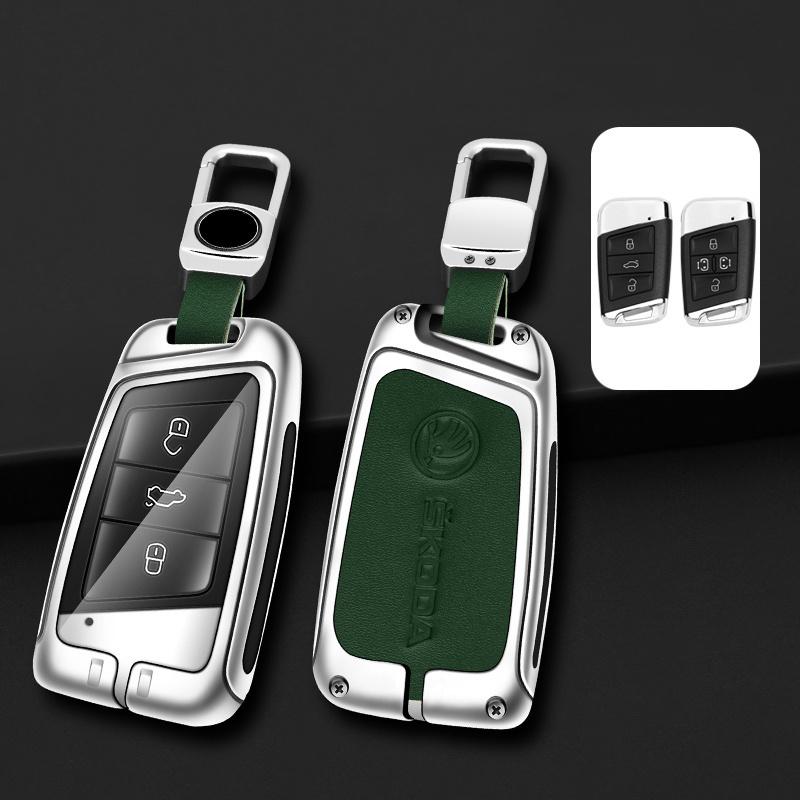 AAAAM1 Zinc Alloy Car Smart Remote Key Case Bag Cover Holder Shell Fob For Skoda Superb A7 Karoq Kodiaq 2020 2021 Keychain Accessories