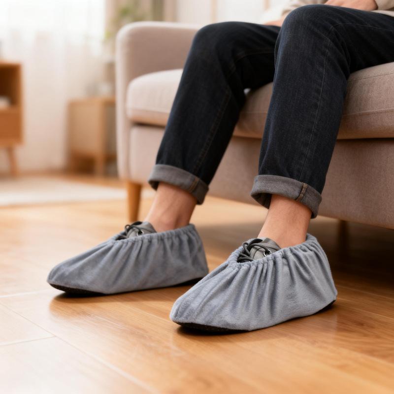 1 Pair Thicken Plush Shoe Covers Reusable Anti-Slip Soles Durable Wear-Resistant Foot Covers For Indoor Outdoor Shoe Covers
