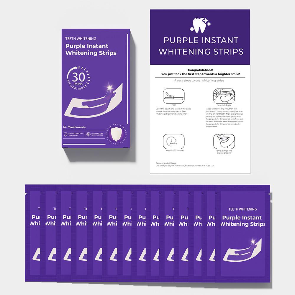 Instant Whitening V34 Teeth Strips Purple Neutralizing Whitening Kit