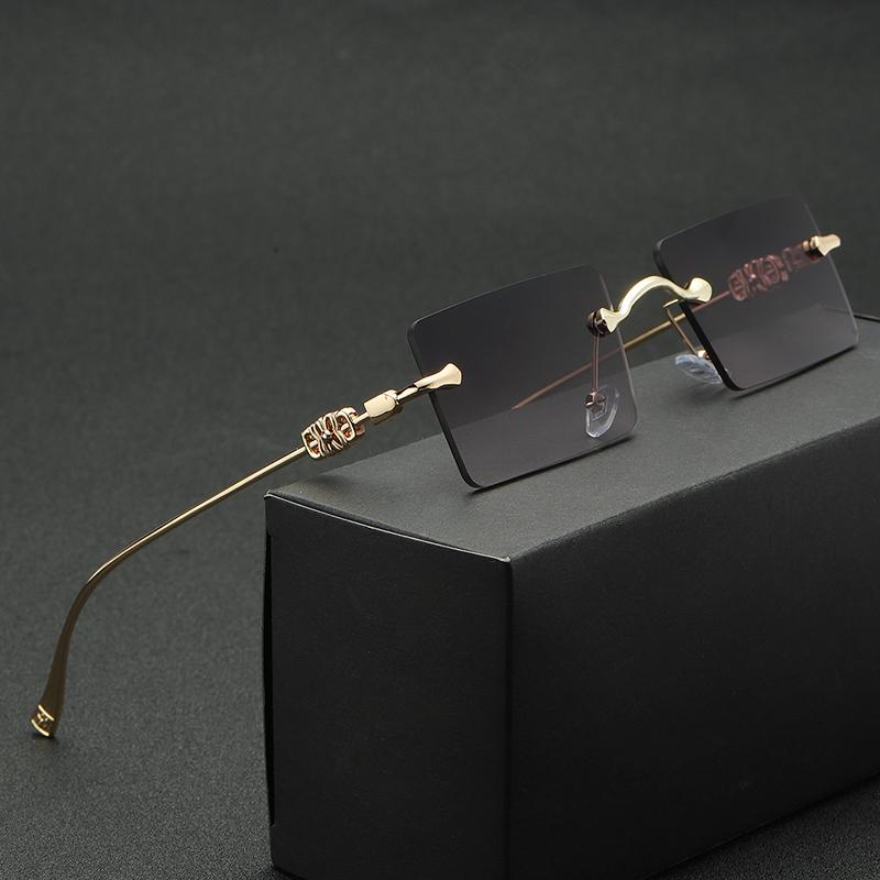 Fashion Square Rimless Women Sunglasses Mirror Classic Vintage Metal Frame Eyewear Men Female Luxury Sun Glasses Uv400