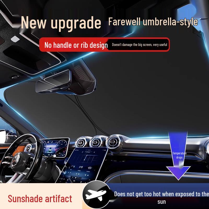 Compact Rear Window Sunshade Umbrella - Heat Insulation & Light Blocking for Cars