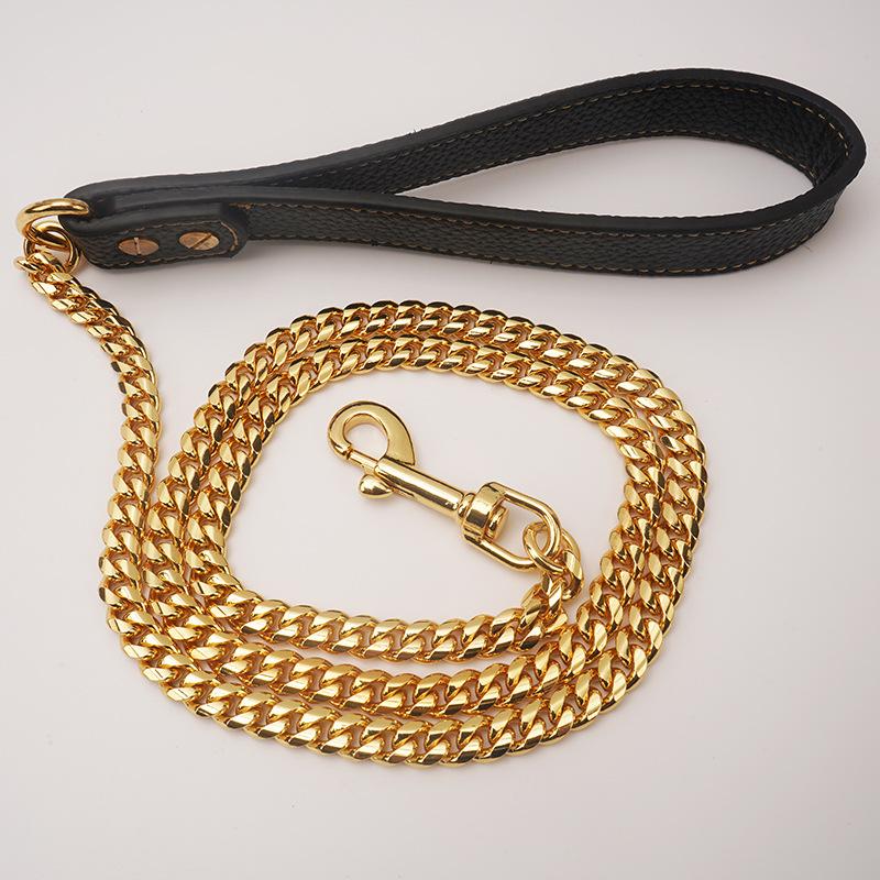 

Новый продукт Поводок для собаки-брелка шириной 10 мм Золотая цепочка для собаки 60cm