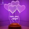 Επιτραπέζιο φωτιστικό Led με θέμα 3D Classic Hearts Δώρα γενεθλίων
