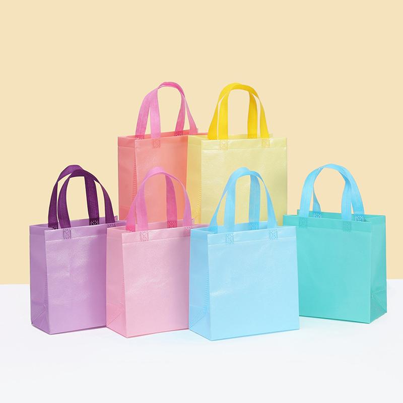 Colorful Shopping Bags 5Pcs Non-Woven Fabric Gift Bag Colored Hand-Held Bags Wedding Party Decoration Gift