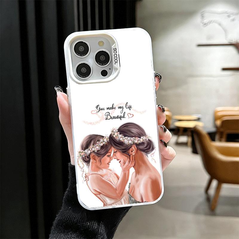 

Mom Baby Girls Theme Soft Phone Case for iPhone 15 16 17 Pro Max 17Air 16E 14 Plus 13 12 Mini Shockproof Cover Back Shell iPhone 17 Pro