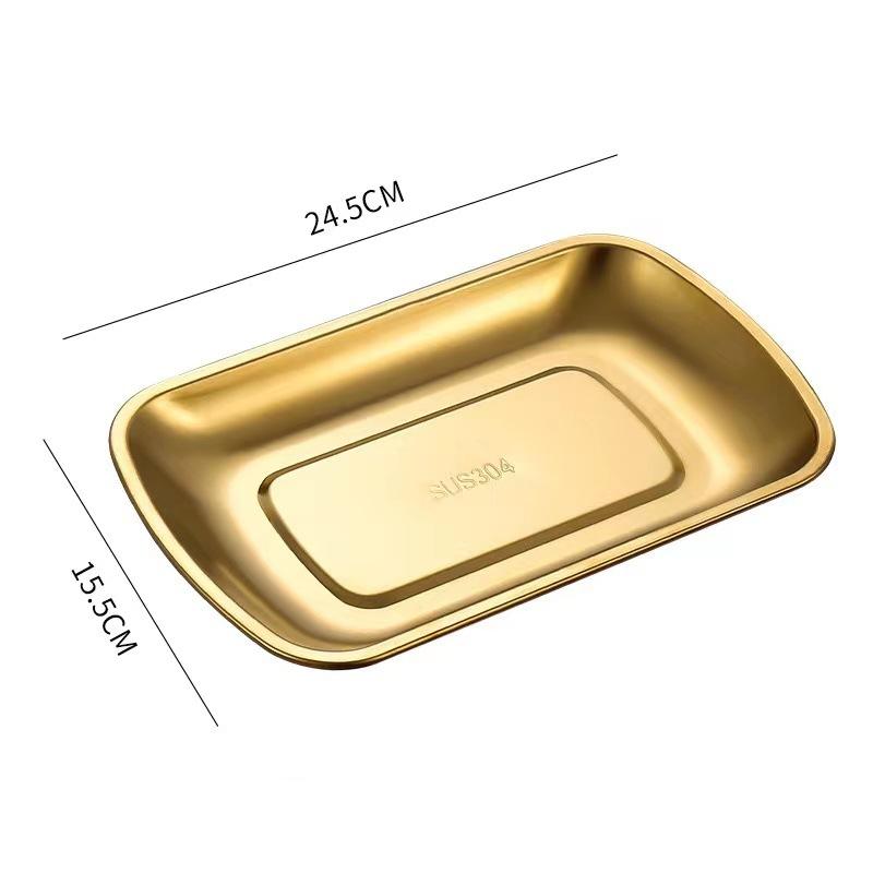 Rectangular Stainless Steel Storage Trays Non-Stick Cake Dessert Snack Dishes Barbecue Steak Plate For Food Kitchen Accessories