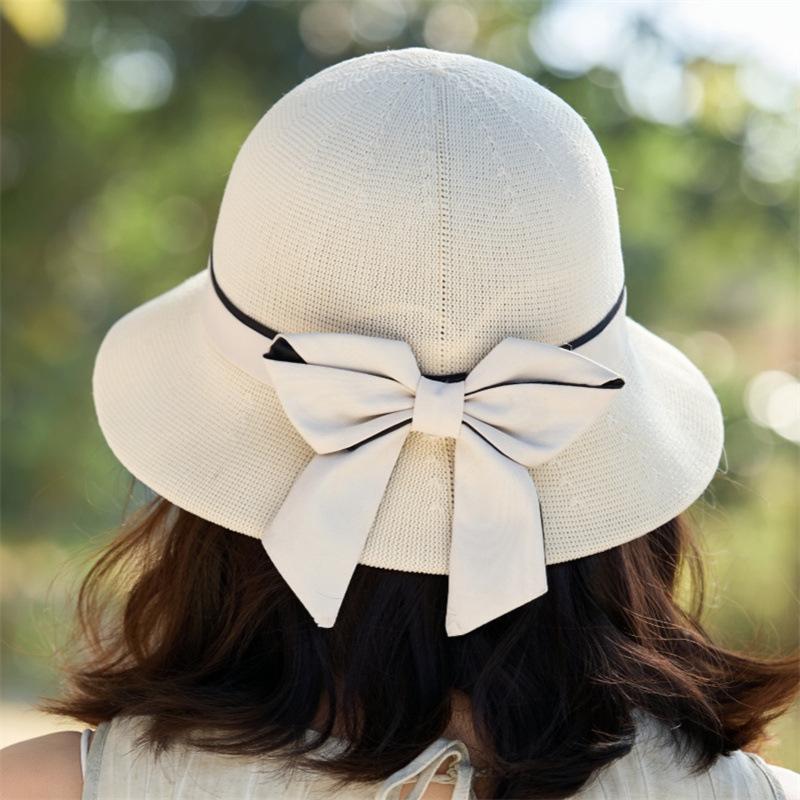 Bow Sunscreen Hat Women's Summer Sweet Elegant Fashion Basin Hat Mountain Climbing Travel Sun Hat