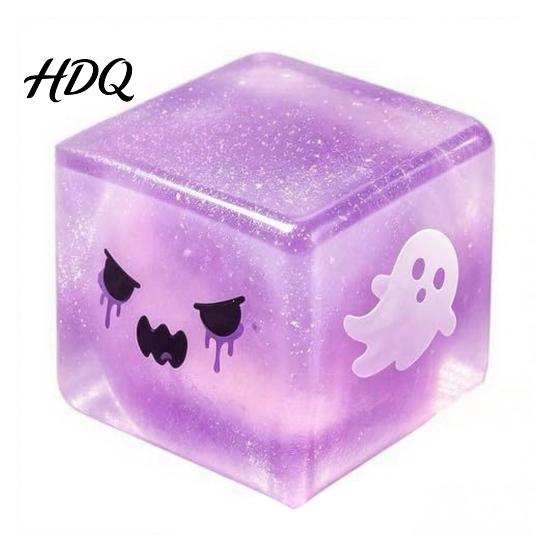 Glitzer Stressbälle Halloween Geist Würfel Sensorisches Spielzeug Angstlinderung Quetschspielzeug Langsam aufsteigend Kneten für Kinder Erwachsene