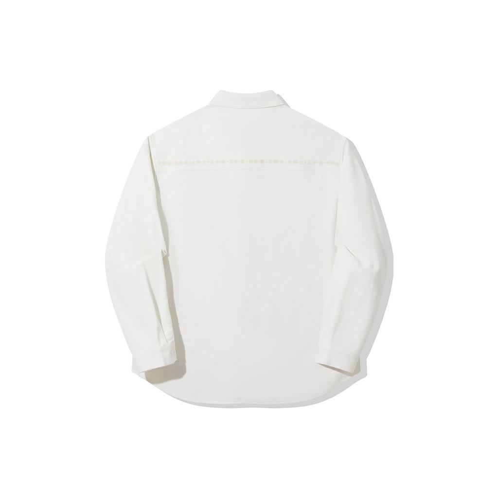 Li Ning Vital Series Solid Color Loose Casual Long Sleeve Shirt Unisex Shirts Off-White AFDT755-3