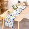 Paw Print Table Runner Dog Themed Birthday Party Decoration Puppy Pet Kitchen Dining Room Home Decor (Blue, 13" x 72")