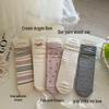 Bowknot Women's Grey-Blue Ballet Style Mid-Calf Socks, Autumn/Winter, Thin Seamless Cotton, Korean Style.